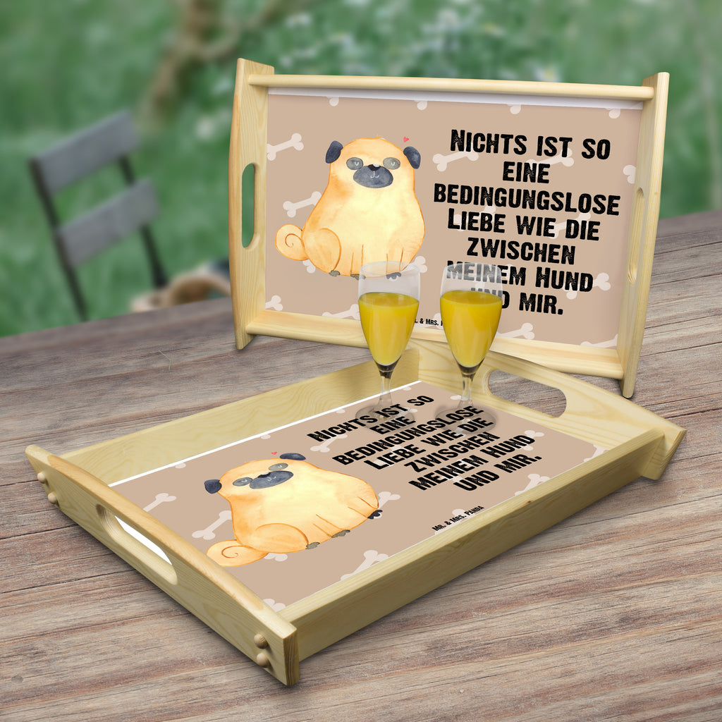 Serviertablett Mops Tablett, Holztablett, Küchentablett, Dekotablett, Frühstückstablett, Hund, Hundemotiv, Haustier, Hunderasse, Tierliebhaber, Hundebesitzer, Sprüche, Mops, Liebe, Hundeliebe