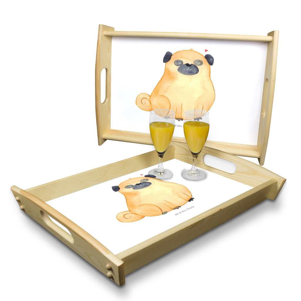 Serviertablett Mops Tablett, Holztablett, Küchentablett, Dekotablett, Frühstückstablett, Hund, Hundemotiv, Haustier, Hunderasse, Tierliebhaber, Hundebesitzer, Sprüche, Mops, Liebe, Hundeliebe