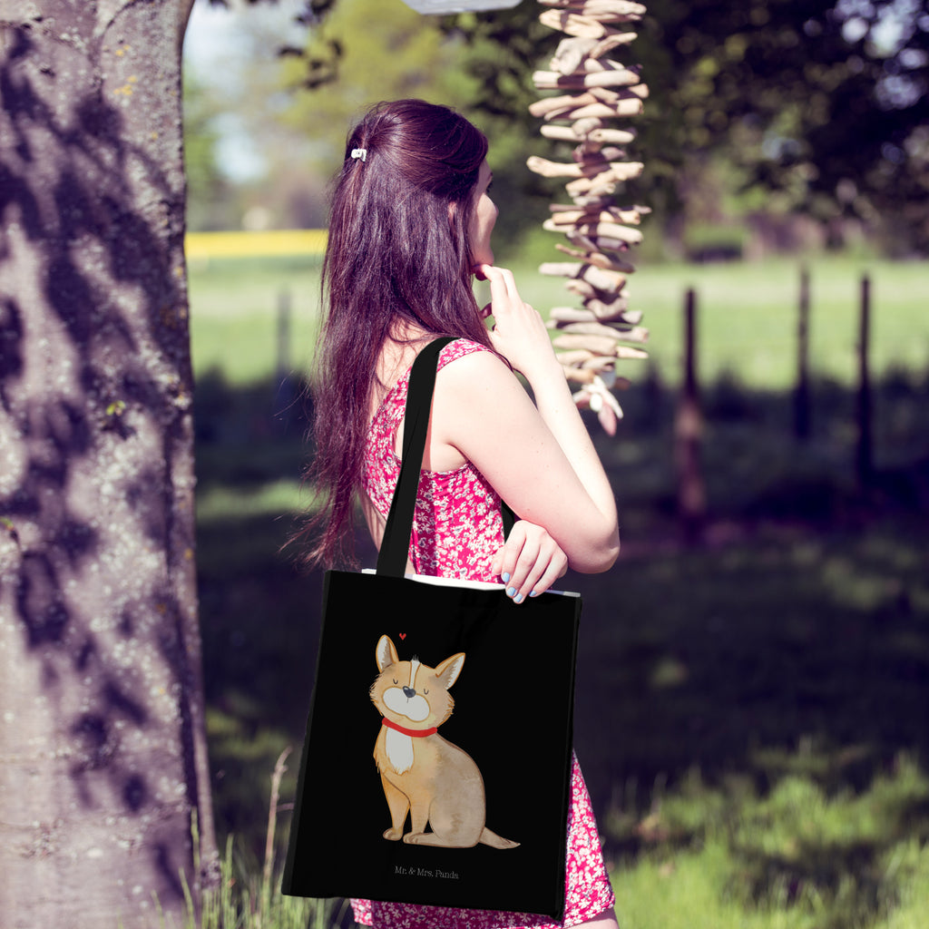 Tragetasche Hundeglück Beuteltasche, Beutel, Einkaufstasche, Jutebeutel, Stoffbeutel, Hund, Hundemotiv, Haustier, Hunderasse, Tierliebhaber, Hundebesitzer, Sprüche, Corgie, Hundeliebe, Spruch, Hundemama, Liebe