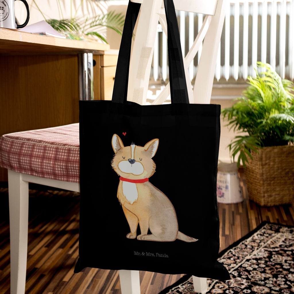 Tragetasche Hundeglück Beuteltasche, Beutel, Einkaufstasche, Jutebeutel, Stoffbeutel, Hund, Hundemotiv, Haustier, Hunderasse, Tierliebhaber, Hundebesitzer, Sprüche, Corgie, Hundeliebe, Spruch, Hundemama, Liebe