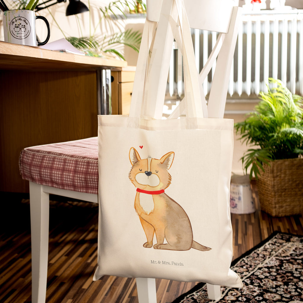Tragetasche Hundeglück Beuteltasche, Beutel, Einkaufstasche, Jutebeutel, Stoffbeutel, Hund, Hundemotiv, Haustier, Hunderasse, Tierliebhaber, Hundebesitzer, Sprüche, Corgie, Hundeliebe, Spruch, Hundemama, Liebe