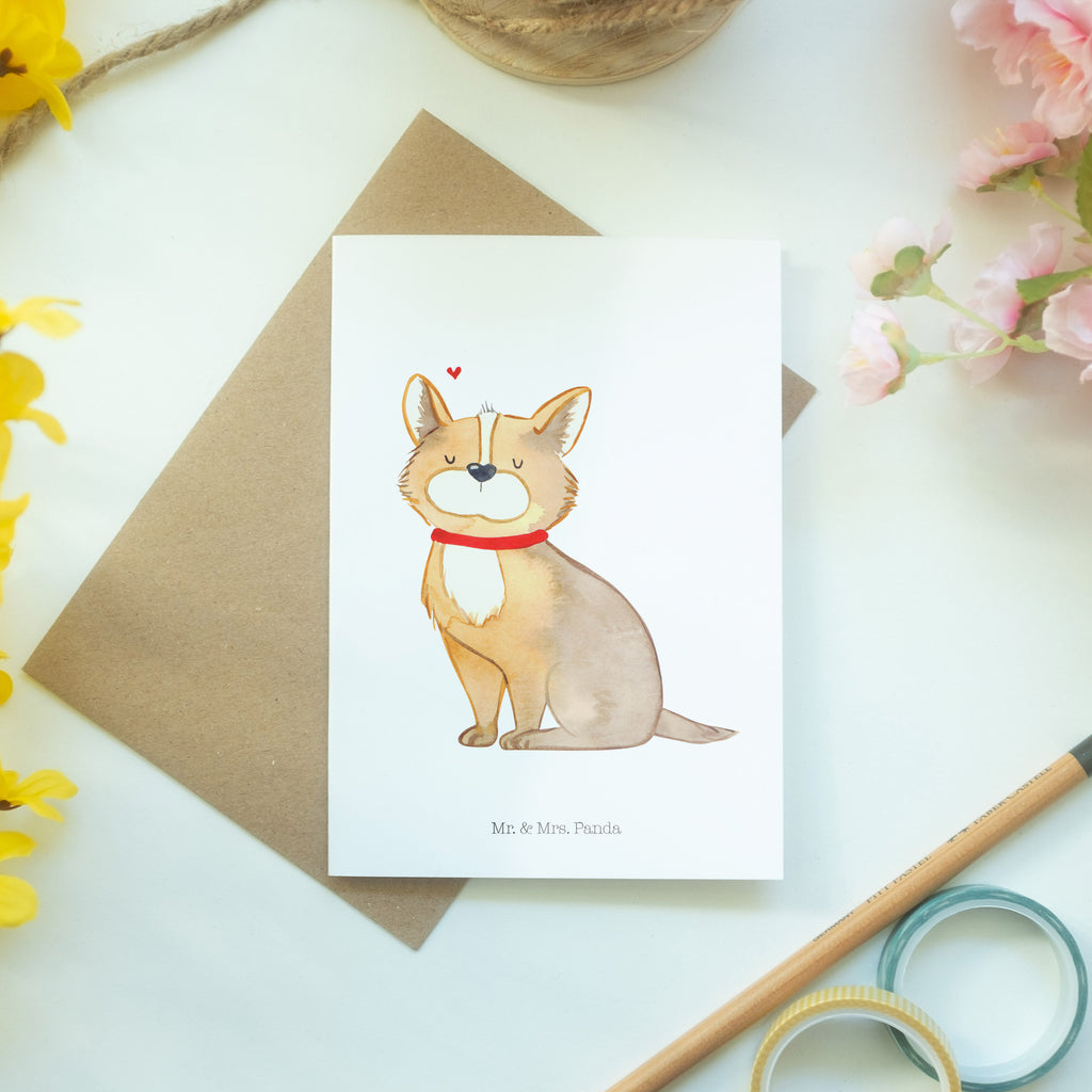 Grußkarte Hundeglück Klappkarte, Einladungskarte, Glückwunschkarte, Hochzeitskarte, Geburtstagskarte, Karte, Hund, Hundemotiv, Haustier, Hunderasse, Tierliebhaber, Hundebesitzer, Sprüche, Corgie, Hundeliebe, Spruch, Hundemama, Liebe