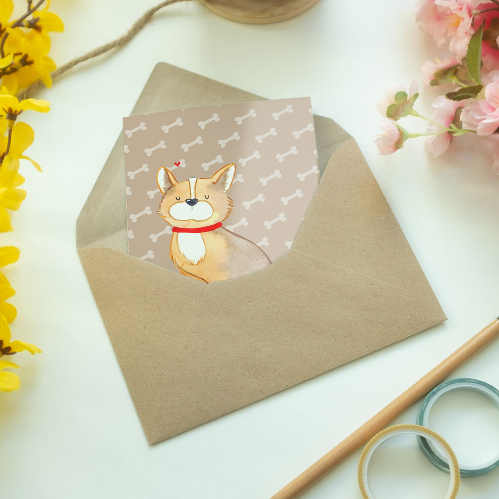 Grußkarte Hundeglück Klappkarte, Einladungskarte, Glückwunschkarte, Hochzeitskarte, Geburtstagskarte, Karte, Hund, Hundemotiv, Haustier, Hunderasse, Tierliebhaber, Hundebesitzer, Sprüche, Corgie, Hundeliebe, Spruch, Hundemama, Liebe