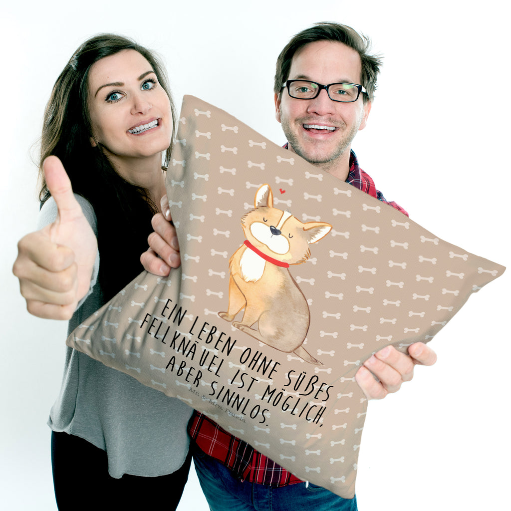 40x40 Kissen Hundeglück Kissenhülle, Kopfkissen, Sofakissen, Dekokissen, Motivkissen, Hund, Hundemotiv, Haustier, Hunderasse, Tierliebhaber, Hundebesitzer, Sprüche, Corgie, Hundeliebe, Spruch, Hundemama, Liebe
