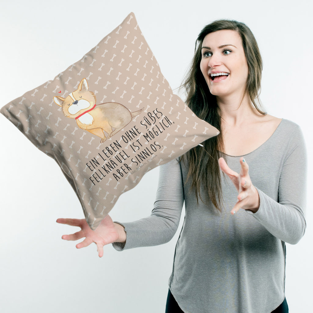 40x40 Kissen Hundeglück Kissenhülle, Kopfkissen, Sofakissen, Dekokissen, Motivkissen, Hund, Hundemotiv, Haustier, Hunderasse, Tierliebhaber, Hundebesitzer, Sprüche, Corgie, Hundeliebe, Spruch, Hundemama, Liebe