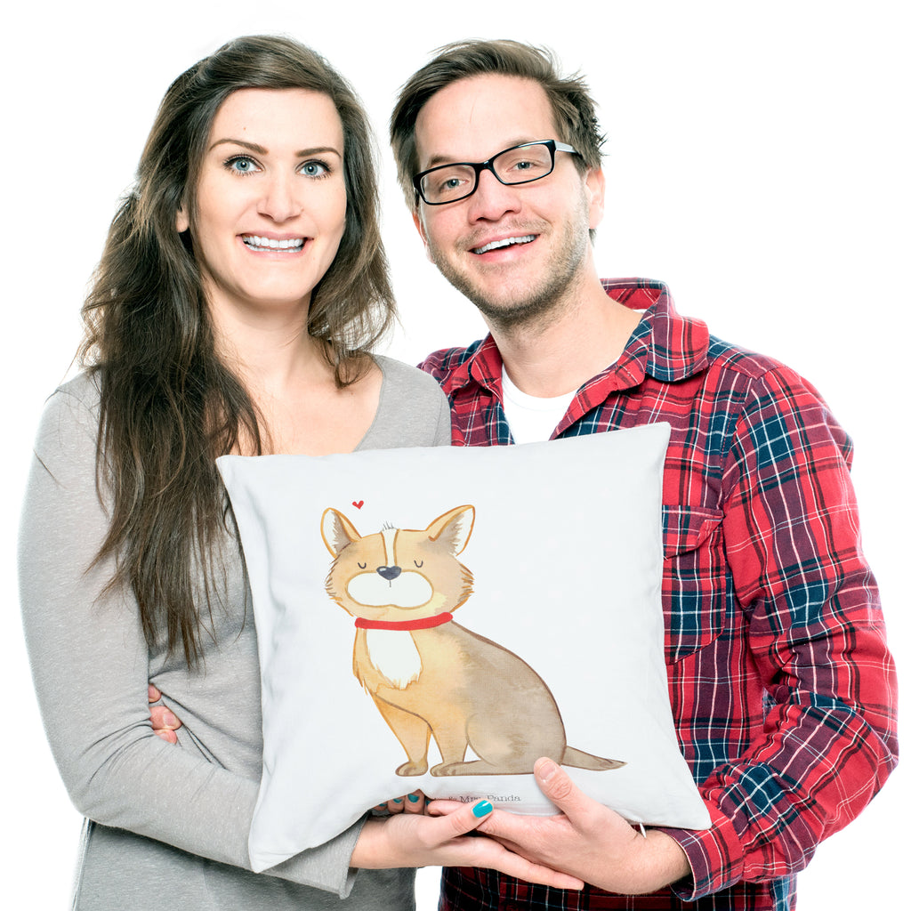 40x40 Kissen Hundeglück Kissenhülle, Kopfkissen, Sofakissen, Dekokissen, Motivkissen, Hund, Hundemotiv, Haustier, Hunderasse, Tierliebhaber, Hundebesitzer, Sprüche, Corgie, Hundeliebe, Spruch, Hundemama, Liebe
