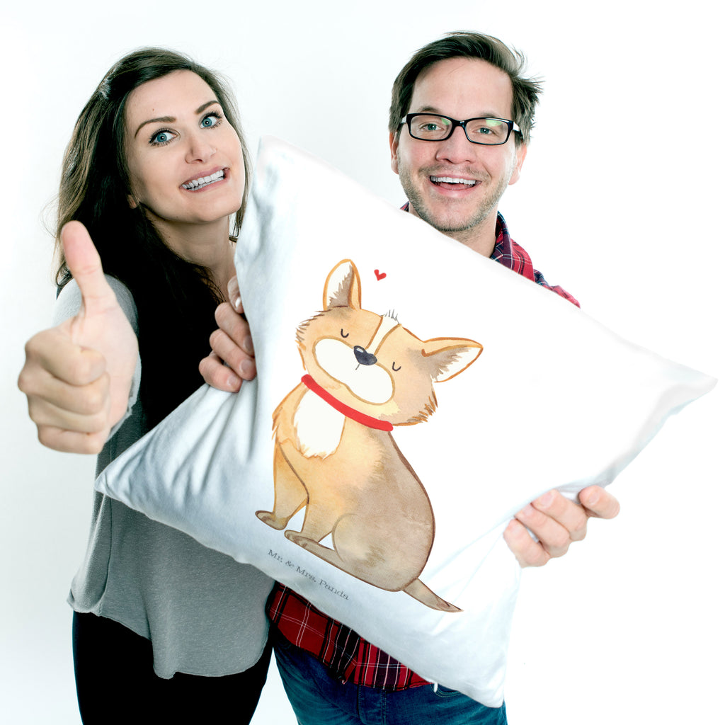 40x40 Kissen Hundeglück Kissenhülle, Kopfkissen, Sofakissen, Dekokissen, Motivkissen, Hund, Hundemotiv, Haustier, Hunderasse, Tierliebhaber, Hundebesitzer, Sprüche, Corgie, Hundeliebe, Spruch, Hundemama, Liebe