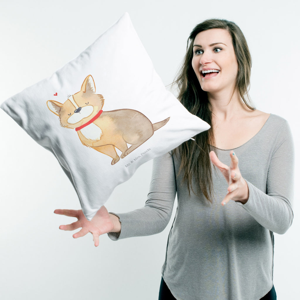 40x40 Kissen Hundeglück Kissenhülle, Kopfkissen, Sofakissen, Dekokissen, Motivkissen, Hund, Hundemotiv, Haustier, Hunderasse, Tierliebhaber, Hundebesitzer, Sprüche, Corgie, Hundeliebe, Spruch, Hundemama, Liebe