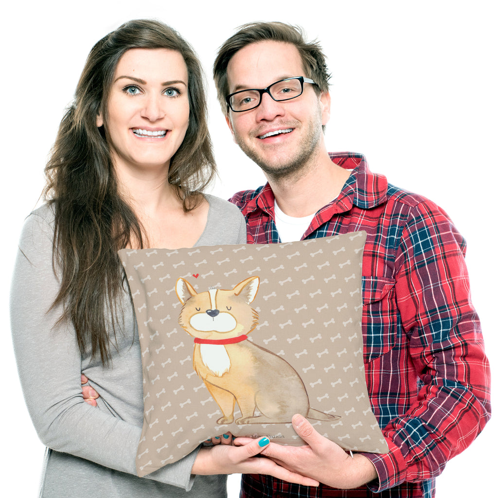 40x40 Kissen Hundeglück Kissenhülle, Kopfkissen, Sofakissen, Dekokissen, Motivkissen, Hund, Hundemotiv, Haustier, Hunderasse, Tierliebhaber, Hundebesitzer, Sprüche, Corgie, Hundeliebe, Spruch, Hundemama, Liebe