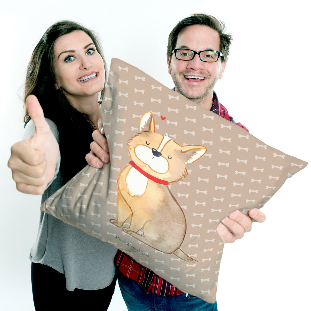 40x40 Kissen Hundeglück Kissenhülle, Kopfkissen, Sofakissen, Dekokissen, Motivkissen, Hund, Hundemotiv, Haustier, Hunderasse, Tierliebhaber, Hundebesitzer, Sprüche, Corgie, Hundeliebe, Spruch, Hundemama, Liebe