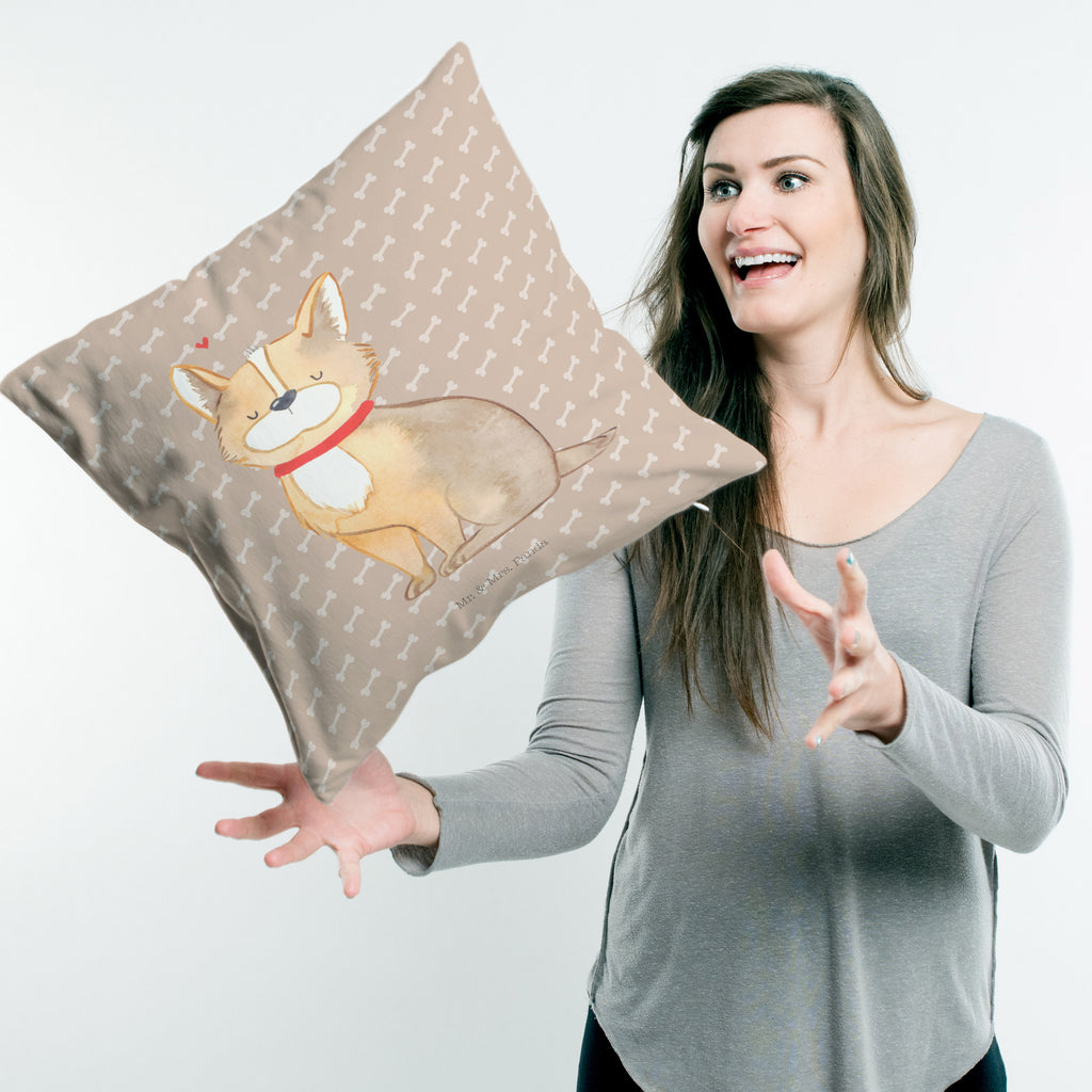 40x40 Kissen Hundeglück Kissenhülle, Kopfkissen, Sofakissen, Dekokissen, Motivkissen, Hund, Hundemotiv, Haustier, Hunderasse, Tierliebhaber, Hundebesitzer, Sprüche, Corgie, Hundeliebe, Spruch, Hundemama, Liebe