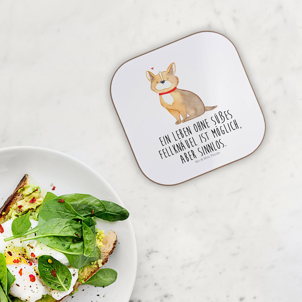Quadratische Untersetzer Hundeglück Bierdeckel, Glasuntersetzer, Untersetzer Gläser, Getränkeuntersetzer, Hund, Hundemotiv, Haustier, Hunderasse, Tierliebhaber, Hundebesitzer, Sprüche, Corgie, Hundeliebe, Spruch, Hundemama, Liebe