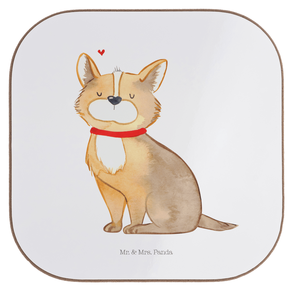 Quadratische Untersetzer Hundeglück Bierdeckel, Glasuntersetzer, Untersetzer Gläser, Getränkeuntersetzer, Hund, Hundemotiv, Haustier, Hunderasse, Tierliebhaber, Hundebesitzer, Sprüche, Corgie, Hundeliebe, Spruch, Hundemama, Liebe