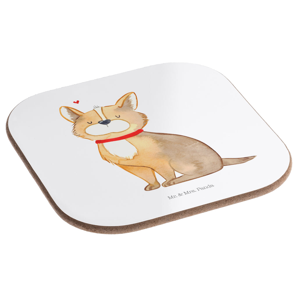 Quadratische Untersetzer Hundeglück Bierdeckel, Glasuntersetzer, Untersetzer Gläser, Getränkeuntersetzer, Hund, Hundemotiv, Haustier, Hunderasse, Tierliebhaber, Hundebesitzer, Sprüche, Corgie, Hundeliebe, Spruch, Hundemama, Liebe
