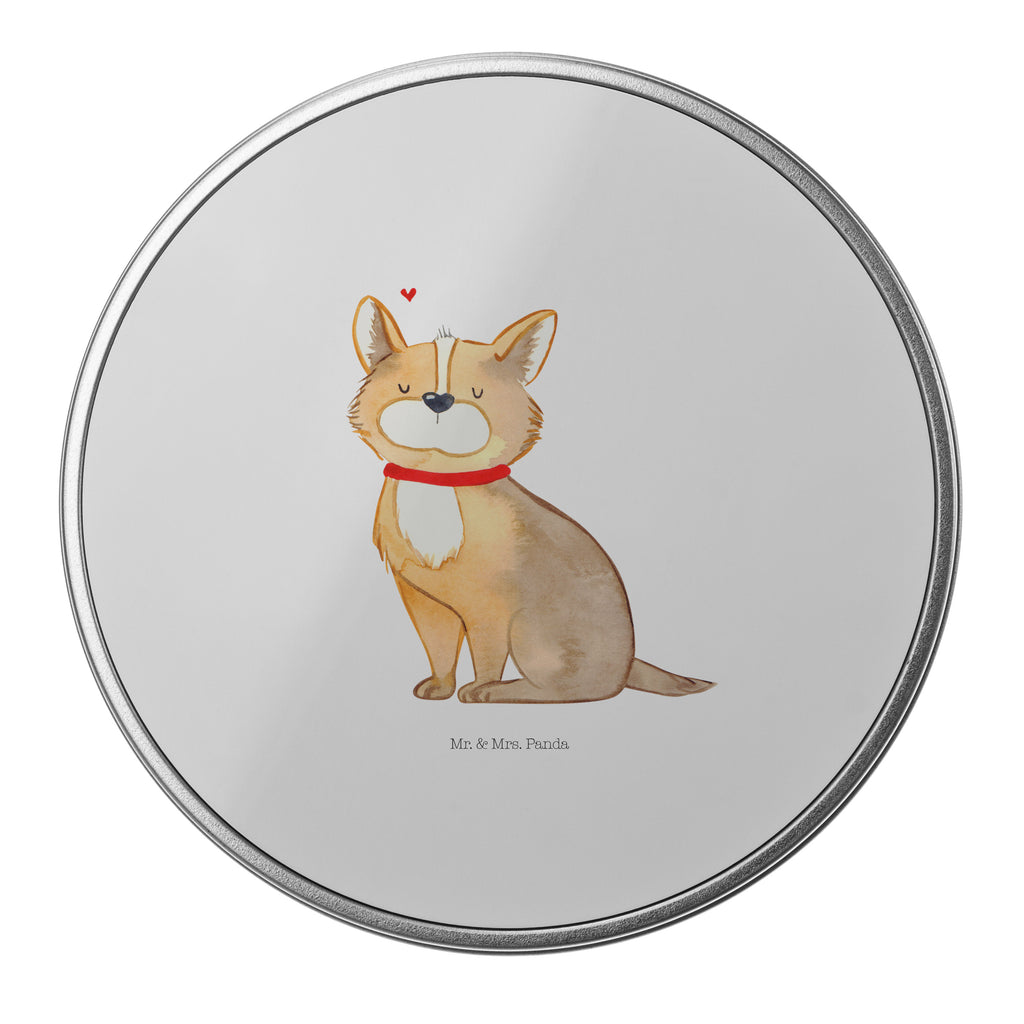 Blechdose rund Hundeglück Metalldose, Keksdose, Dose, Vorratsdose, Geschenkbox, Hund, Hundemotiv, Haustier, Hunderasse, Tierliebhaber, Hundebesitzer, Sprüche, Corgie, Hundeliebe, Spruch, Hundemama, Liebe