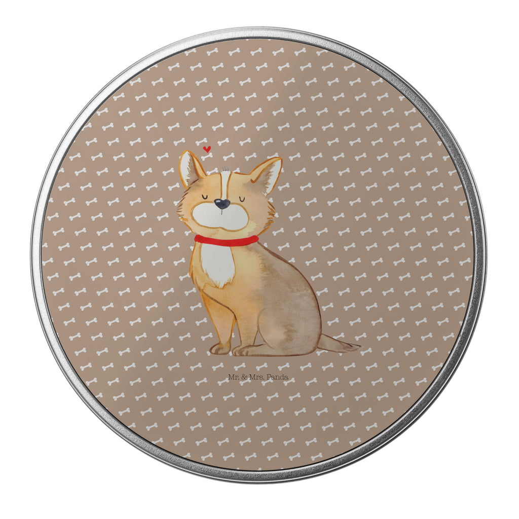 Blechdose rund Hundeglück Metalldose, Keksdose, Dose, Vorratsdose, Geschenkbox, Hund, Hundemotiv, Haustier, Hunderasse, Tierliebhaber, Hundebesitzer, Sprüche, Corgie, Hundeliebe, Spruch, Hundemama, Liebe