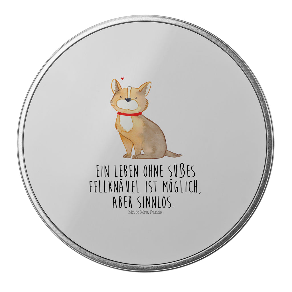 Blechdose rund Hundeglück Metalldose, Keksdose, Dose, Vorratsdose, Geschenkbox, Hund, Hundemotiv, Haustier, Hunderasse, Tierliebhaber, Hundebesitzer, Sprüche, Corgie, Hundeliebe, Spruch, Hundemama, Liebe
