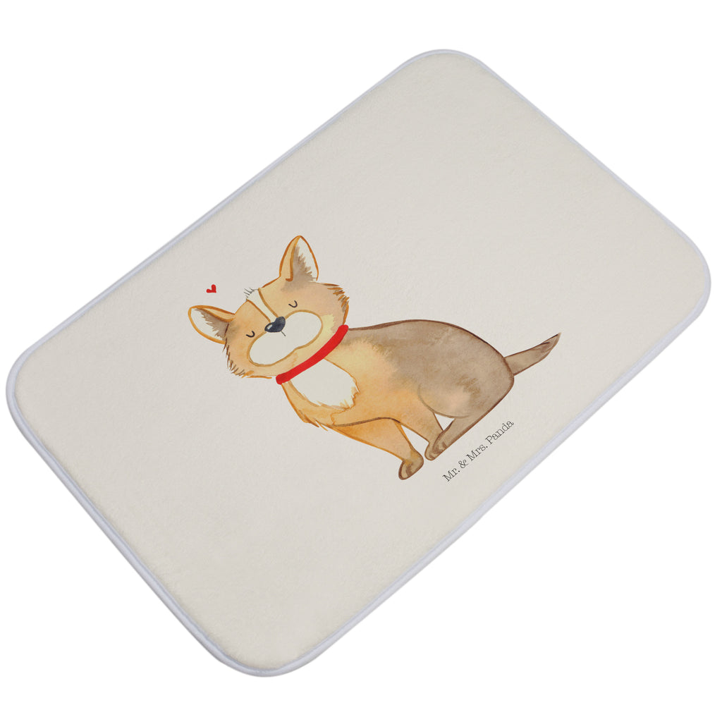 Badvorleger Hundeglück Badematte, Badteppich, Duschvorleger, Badezimmerteppich, Badezimmermatte, Badvorleger, Duschmatte, Duschteppich, Hund, Hundemotiv, Haustier, Hunderasse, Tierliebhaber, Hundebesitzer, Sprüche, Corgie, Hundeliebe, Spruch, Hundemama, Liebe