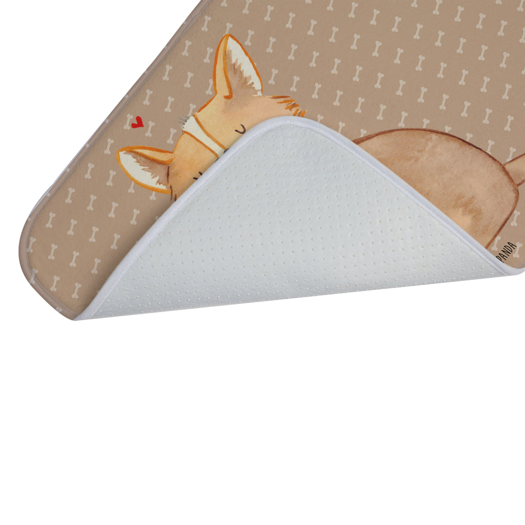 Badvorleger Hundeglück Badematte, Badteppich, Duschvorleger, Badezimmerteppich, Badezimmermatte, Badvorleger, Duschmatte, Duschteppich, Hund, Hundemotiv, Haustier, Hunderasse, Tierliebhaber, Hundebesitzer, Sprüche, Corgie, Hundeliebe, Spruch, Hundemama, Liebe