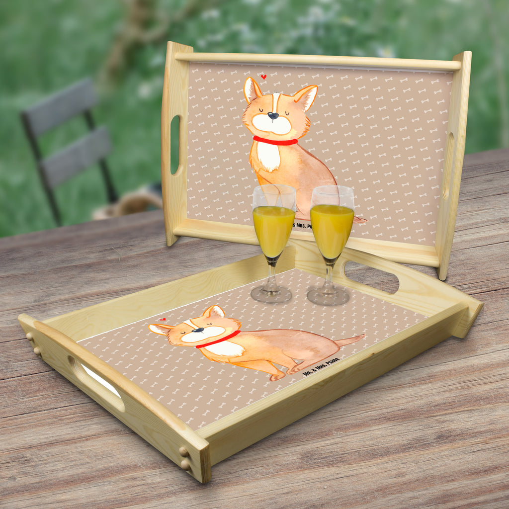 Serviertablett Hundeglück Tablett, Holztablett, Küchentablett, Dekotablett, Frühstückstablett, Hund, Hundemotiv, Haustier, Hunderasse, Tierliebhaber, Hundebesitzer, Sprüche, Corgie, Hundeliebe, Spruch, Hundemama, Liebe