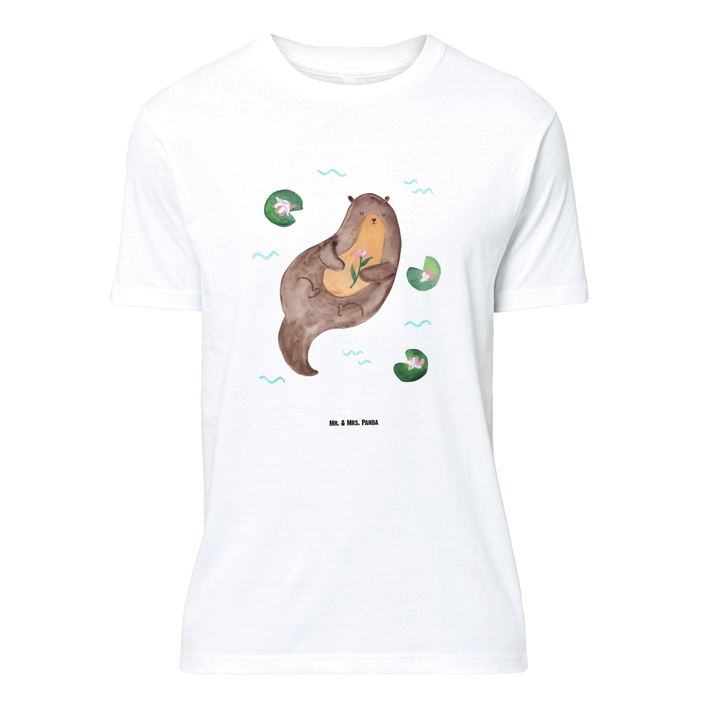 Größe L T-Shirt Otter mit Seerose T-Shirt, Shirt, Tshirt, Lustiges T-Shirt, T-Shirt mit Spruch, Party, Junggesellenabschied, Jubiläum, Geburstag, Herrn, Damen, Männer, Frauen, Schlafshirt, Nachthemd, Sprüche, Otter, Fischotter, Seeotter, Otter Seeotter See Otter