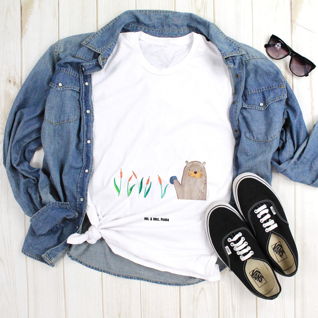 Größe L T-Shirt Otter mit Stein T-Shirt, Shirt, Tshirt, Lustiges T-Shirt, T-Shirt mit Spruch, Party, Junggesellenabschied, Jubiläum, Geburstag, Herrn, Damen, Männer, Frauen, Schlafshirt, Nachthemd, Sprüche, Otter, Fischotter, Seeotter, Otter Seeotter See Otter