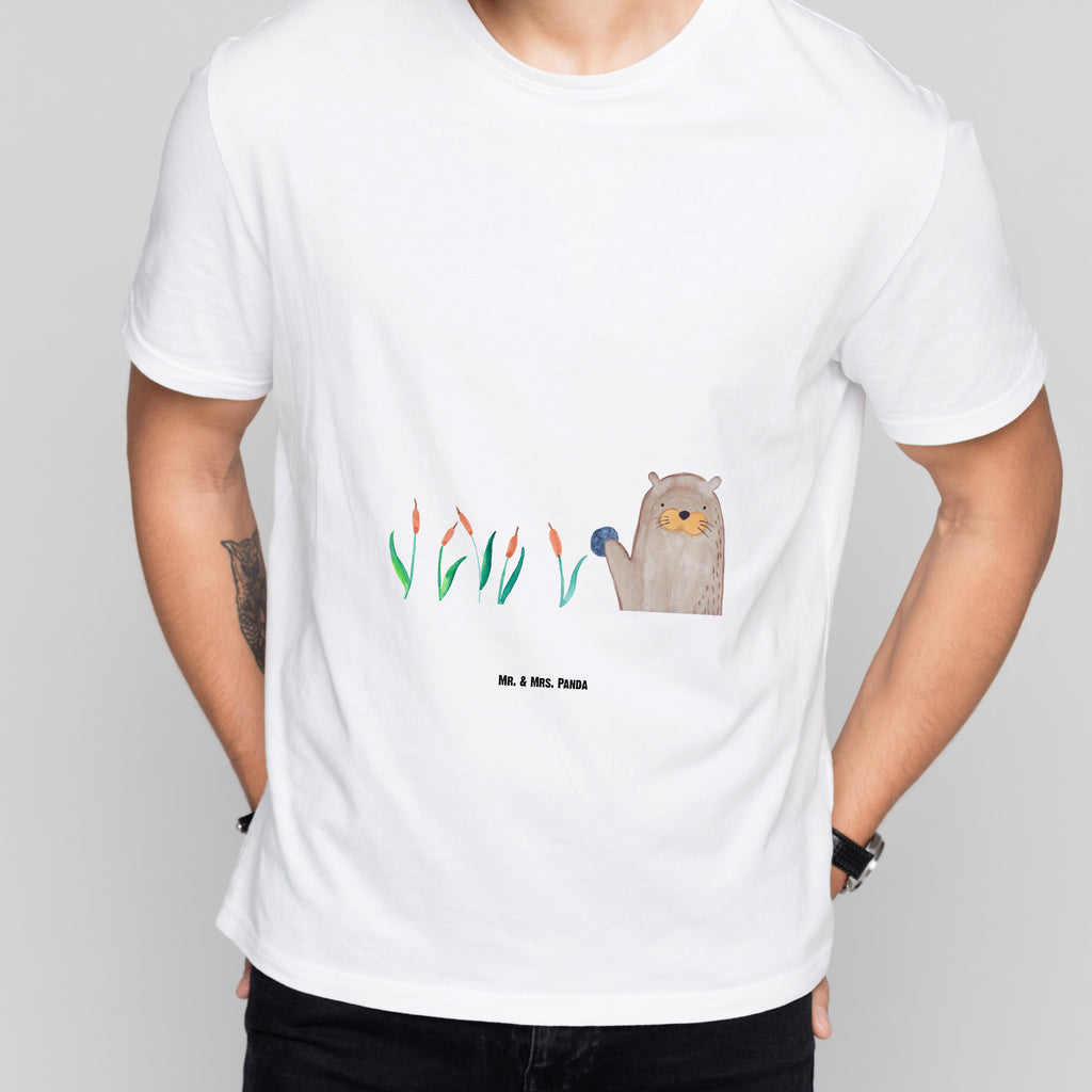 Größe L T-Shirt Otter mit Stein T-Shirt, Shirt, Tshirt, Lustiges T-Shirt, T-Shirt mit Spruch, Party, Junggesellenabschied, Jubiläum, Geburstag, Herrn, Damen, Männer, Frauen, Schlafshirt, Nachthemd, Sprüche, Otter, Fischotter, Seeotter, Otter Seeotter See Otter