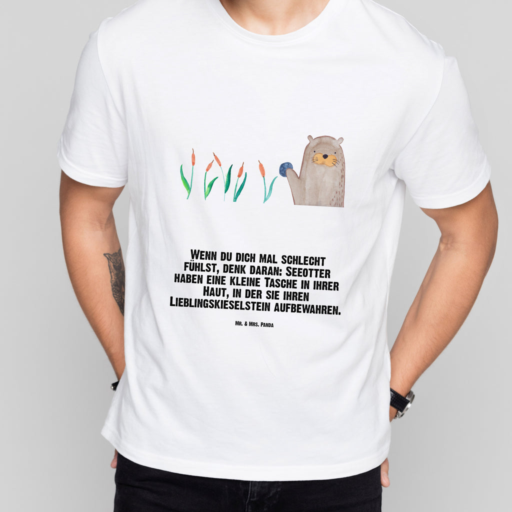 Größe L T-Shirt Otter mit Stein T-Shirt, Shirt, Tshirt, Lustiges T-Shirt, T-Shirt mit Spruch, Party, Junggesellenabschied, Jubiläum, Geburstag, Herrn, Damen, Männer, Frauen, Schlafshirt, Nachthemd, Sprüche, Otter, Fischotter, Seeotter, Otter Seeotter See Otter