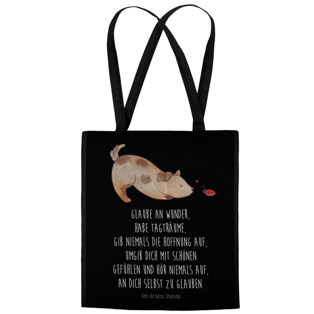 Tragetasche Hund Marienkäfer Beuteltasche, Beutel, Einkaufstasche, Jutebeutel, Stoffbeutel, Hund, Hundemotiv, Haustier, Hunderasse, Tierliebhaber, Hundebesitzer, Sprüche, Hunde, Hundespruch, Marienkäfer, Mischling, Mischlinghund