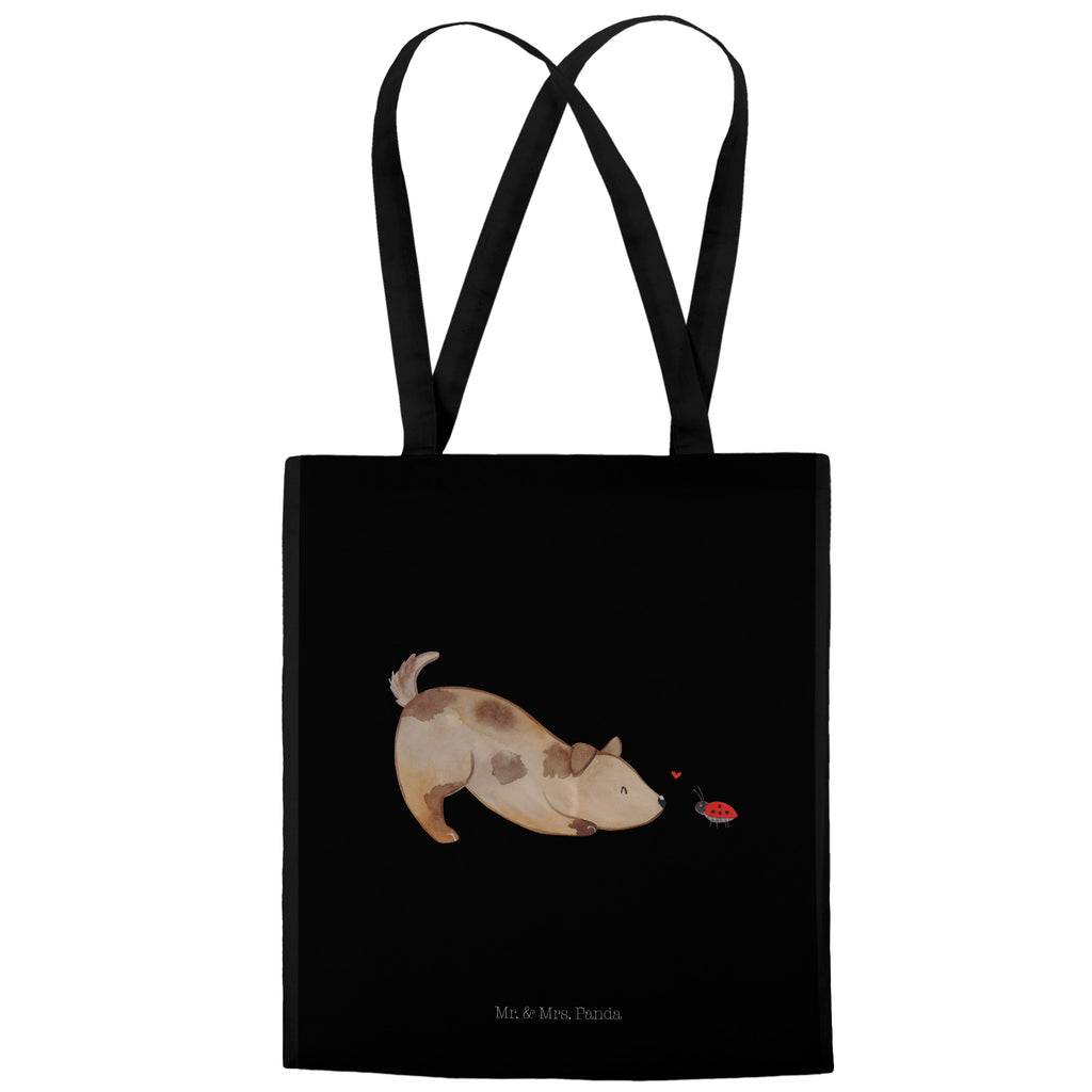 Tragetasche Hund Marienkäfer Beuteltasche, Beutel, Einkaufstasche, Jutebeutel, Stoffbeutel, Hund, Hundemotiv, Haustier, Hunderasse, Tierliebhaber, Hundebesitzer, Sprüche, Hunde, Hundespruch, Marienkäfer, Mischling, Mischlinghund