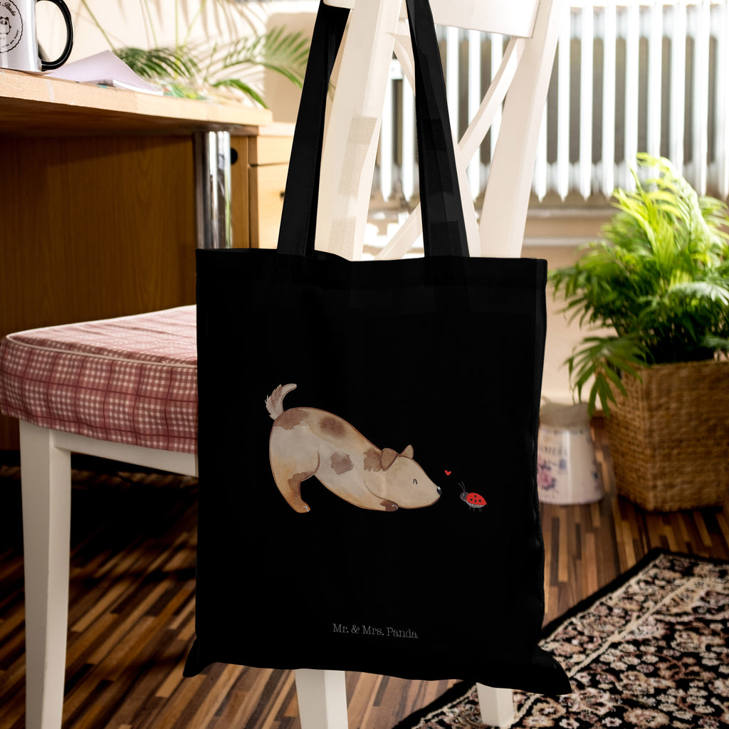 Tragetasche Hund Marienkäfer Beuteltasche, Beutel, Einkaufstasche, Jutebeutel, Stoffbeutel, Hund, Hundemotiv, Haustier, Hunderasse, Tierliebhaber, Hundebesitzer, Sprüche, Hunde, Hundespruch, Marienkäfer, Mischling, Mischlinghund