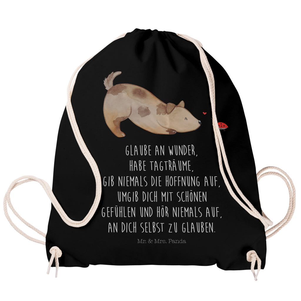 Sportbeutel Hund Marienkäfer Turnbeutel, Beutel, Sporttasche, Tasche, Stoffbeutel, Hund, Hundemotiv, Haustier, Hunderasse, Tierliebhaber, Hundebesitzer, Sprüche, Hunde, Hundespruch, Marienkäfer, Mischling, Mischlinghund