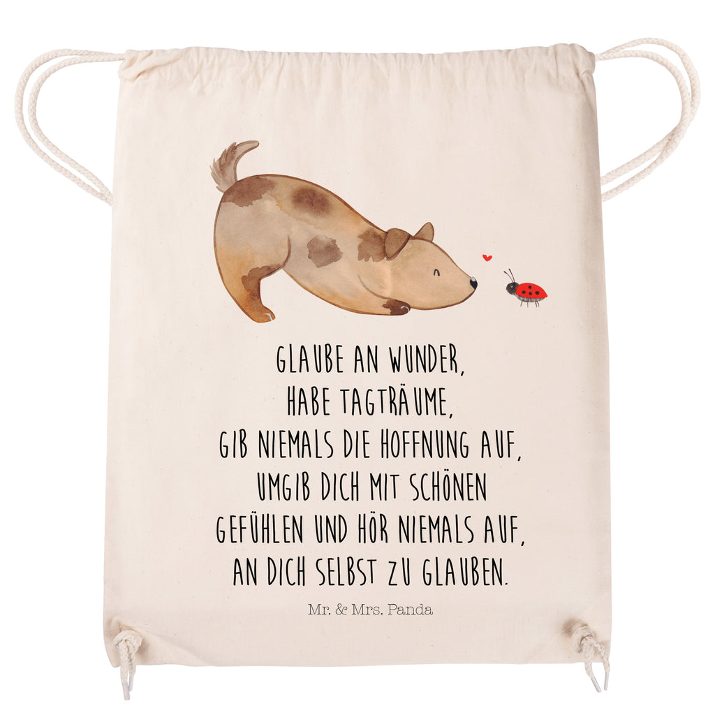 Sportbeutel Hund Marienkäfer Turnbeutel, Beutel, Sporttasche, Tasche, Stoffbeutel, Hund, Hundemotiv, Haustier, Hunderasse, Tierliebhaber, Hundebesitzer, Sprüche, Hunde, Hundespruch, Marienkäfer, Mischling, Mischlinghund