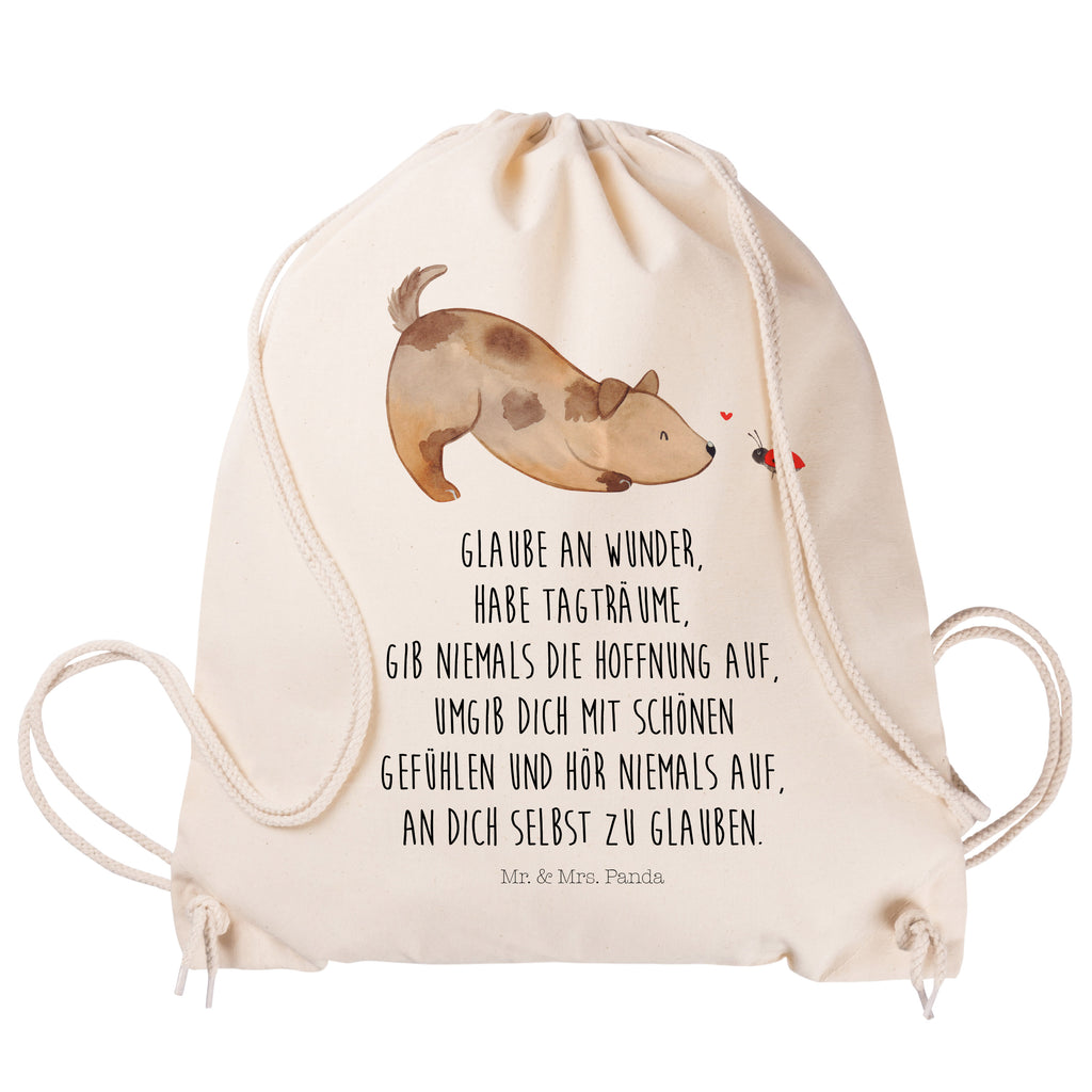 Sportbeutel Hund Marienkäfer Turnbeutel, Beutel, Sporttasche, Tasche, Stoffbeutel, Hund, Hundemotiv, Haustier, Hunderasse, Tierliebhaber, Hundebesitzer, Sprüche, Hunde, Hundespruch, Marienkäfer, Mischling, Mischlinghund