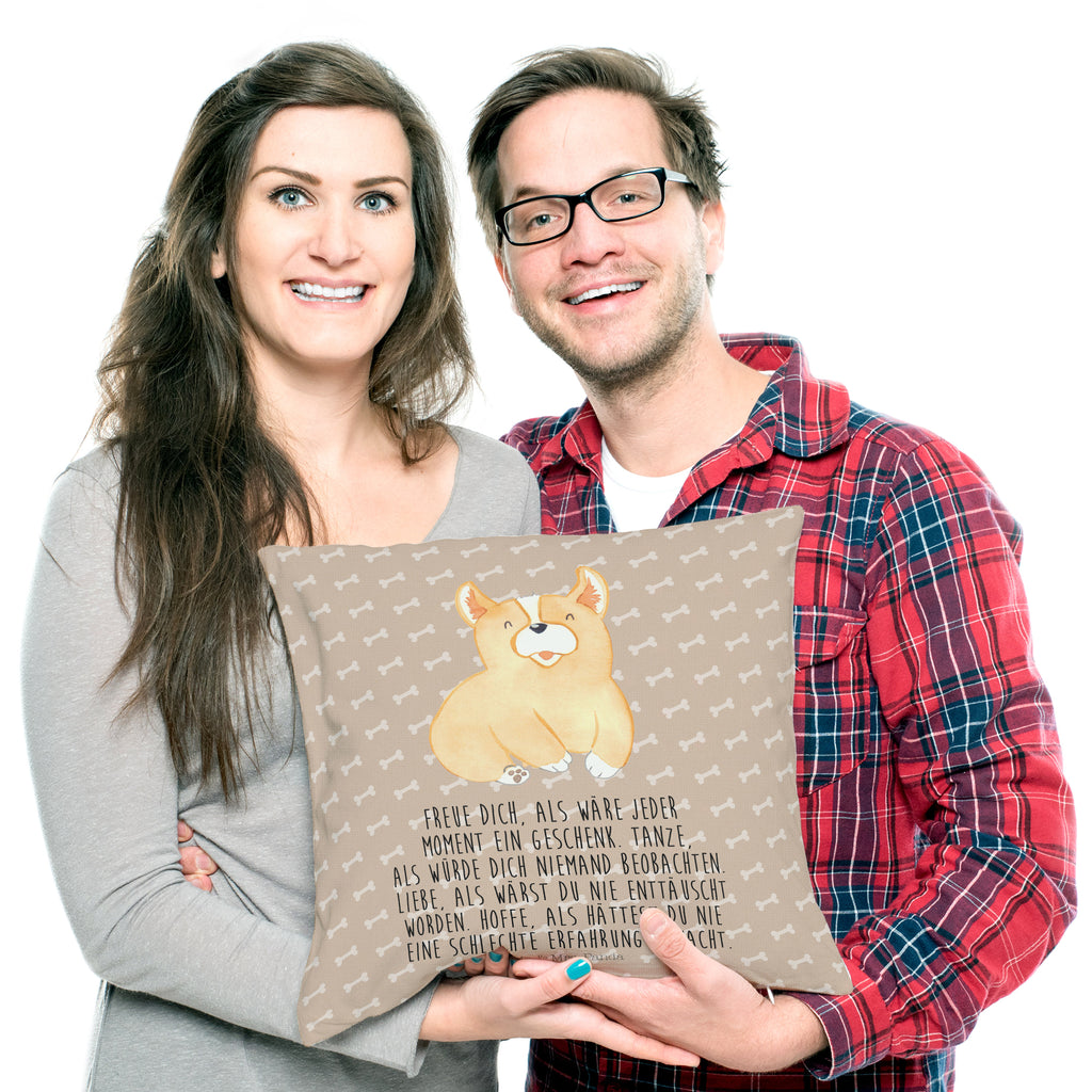 40x40 Kissen Corgie Kissenhülle, Kopfkissen, Sofakissen, Dekokissen, Motivkissen, Hund, Hundemotiv, Haustier, Hunderasse, Tierliebhaber, Hundebesitzer, Sprüche, Corgie, Welsh Corgie Pembroke, britisch, Motivation, Spruch, Hundespruch, Lebensfreude