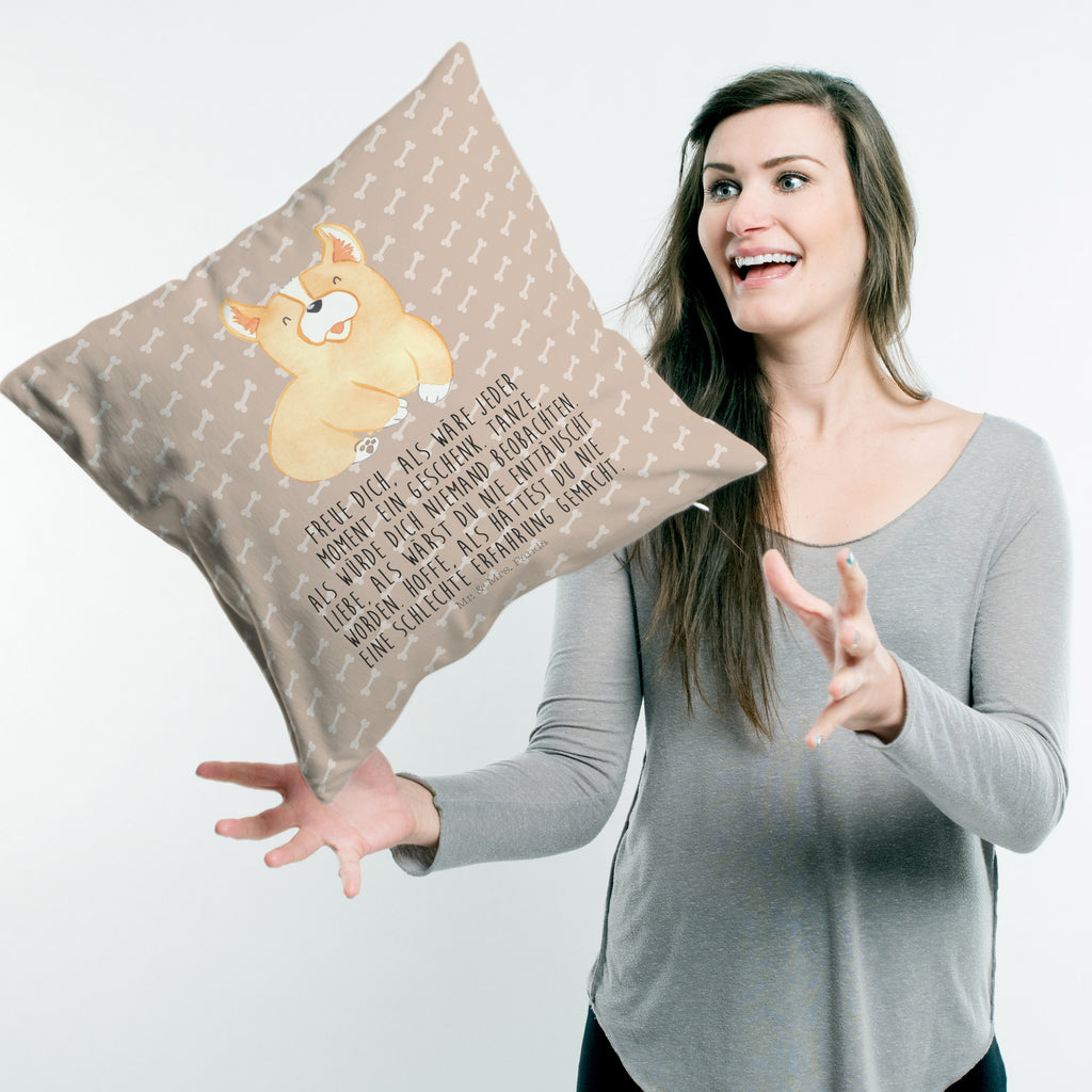 40x40 Kissen Corgie Kissenhülle, Kopfkissen, Sofakissen, Dekokissen, Motivkissen, Hund, Hundemotiv, Haustier, Hunderasse, Tierliebhaber, Hundebesitzer, Sprüche, Corgie, Welsh Corgie Pembroke, britisch, Motivation, Spruch, Hundespruch, Lebensfreude