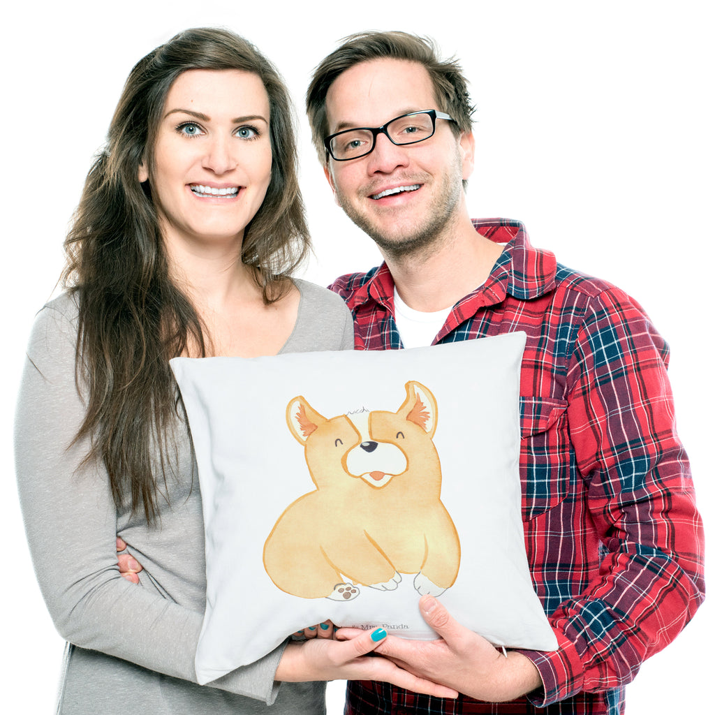 40x40 Kissen Corgie Kissenhülle, Kopfkissen, Sofakissen, Dekokissen, Motivkissen, Hund, Hundemotiv, Haustier, Hunderasse, Tierliebhaber, Hundebesitzer, Sprüche, Corgie, Welsh Corgie Pembroke, britisch, Motivation, Spruch, Hundespruch, Lebensfreude