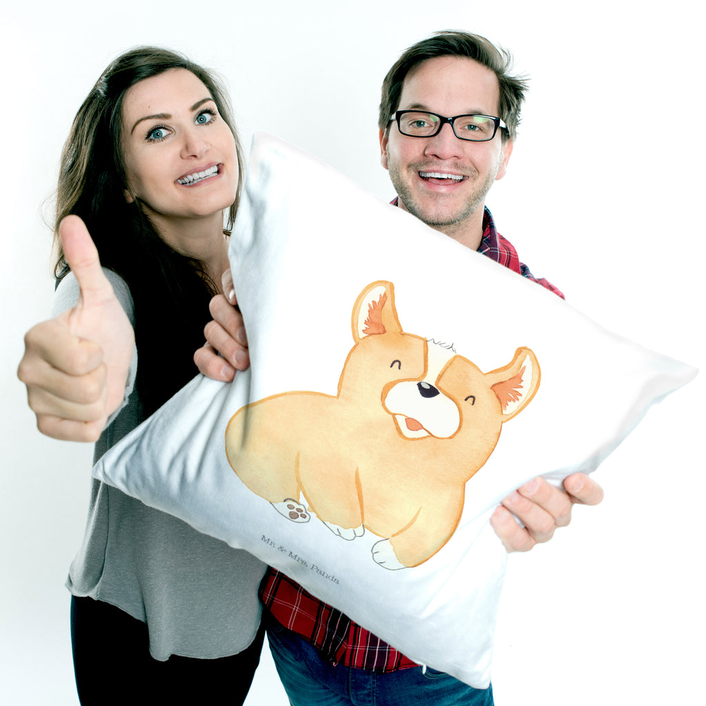 40x40 Kissen Corgie Kissenhülle, Kopfkissen, Sofakissen, Dekokissen, Motivkissen, Hund, Hundemotiv, Haustier, Hunderasse, Tierliebhaber, Hundebesitzer, Sprüche, Corgie, Welsh Corgie Pembroke, britisch, Motivation, Spruch, Hundespruch, Lebensfreude