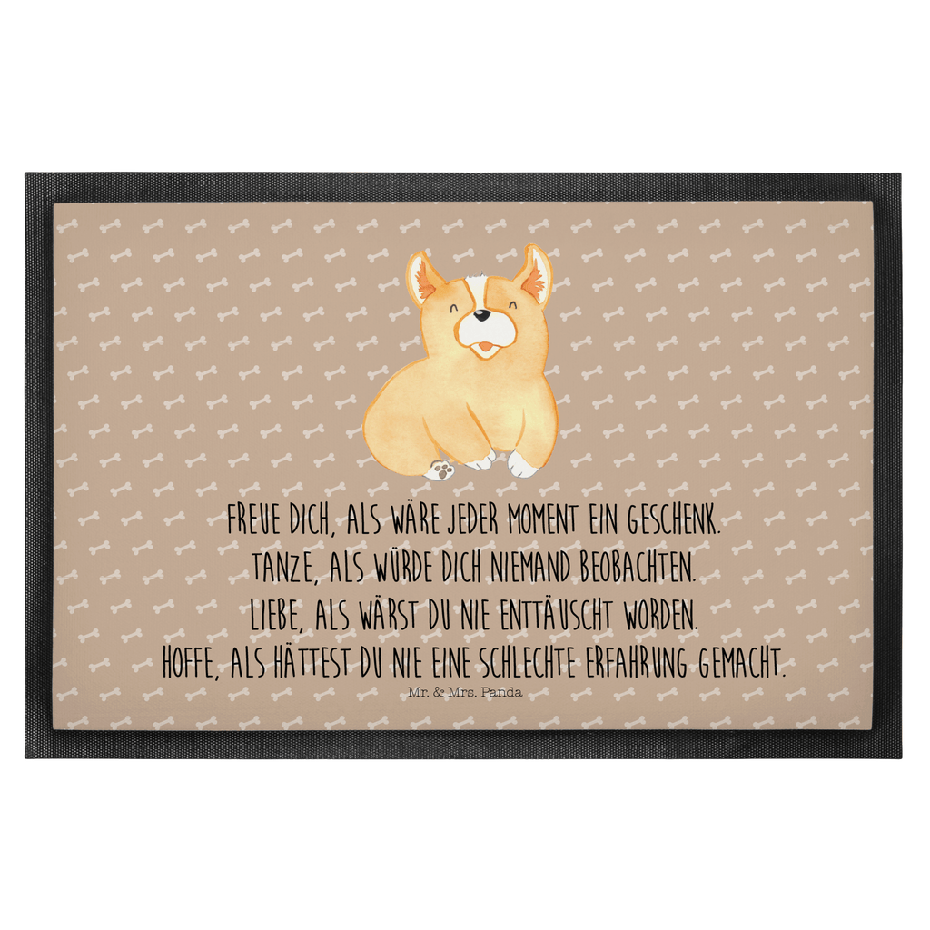 Fußmatte Corgie Corgie, Hund, Welsh Corgie Pembroke, britisch, Motivation, Spruch, Sprüche, Hundespruch, Lebensfreude	 Türvorleger, Schmutzmatte, Fußabtreter, Matte, Schmutzfänger, Fußabstreifer, Schmutzfangmatte, Türmatte, Motivfußmatte,  Haustürmatte, Vorleger  Hund, Hundemotiv, Haustier, Hunderasse, Tierliebhaber, Hundebesitzer, Sprüche