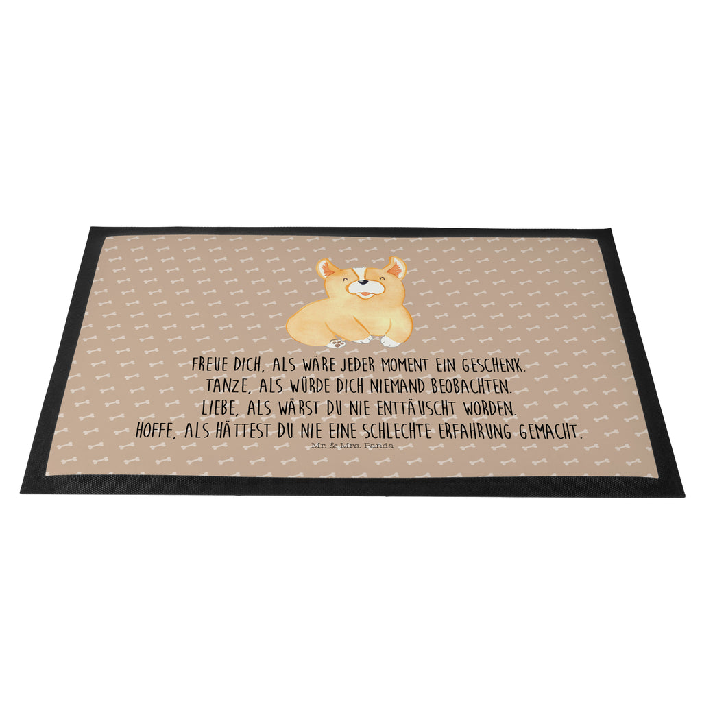 Fußmatte Corgie Corgie, Hund, Welsh Corgie Pembroke, britisch, Motivation, Spruch, Sprüche, Hundespruch, Lebensfreude	 Türvorleger, Schmutzmatte, Fußabtreter, Matte, Schmutzfänger, Fußabstreifer, Schmutzfangmatte, Türmatte, Motivfußmatte,  Haustürmatte, Vorleger  Hund, Hundemotiv, Haustier, Hunderasse, Tierliebhaber, Hundebesitzer, Sprüche