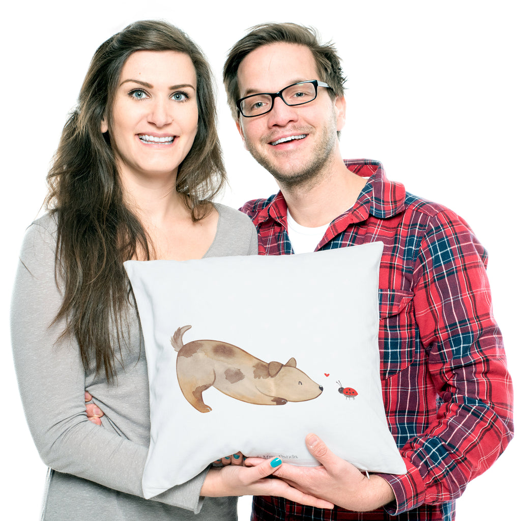 40x40 Kissen Hund Marienkäfer Kissenhülle, Kopfkissen, Sofakissen, Dekokissen, Motivkissen, Hund, Hundemotiv, Haustier, Hunderasse, Tierliebhaber, Hundebesitzer, Sprüche, Hunde, Hundespruch, Marienkäfer, Mischling, Mischlinghund