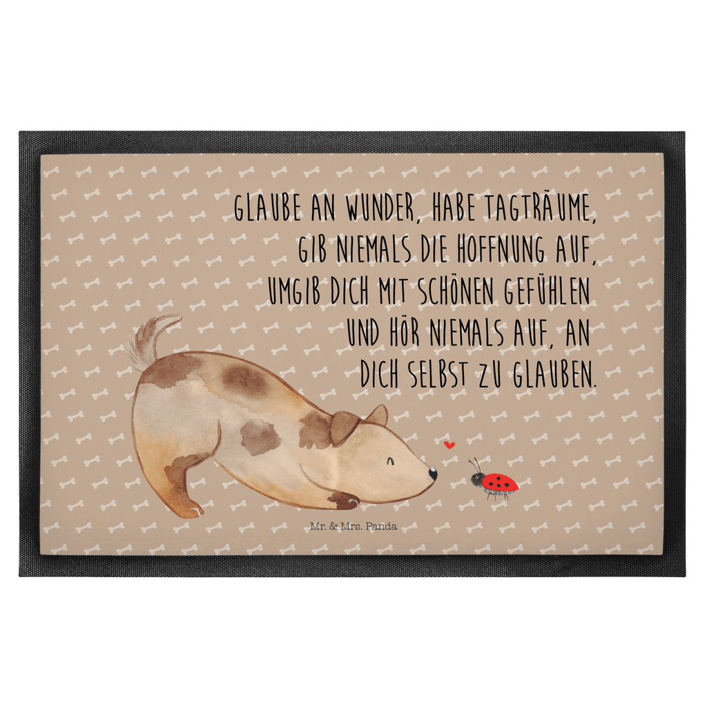 Fußmatte Hund Marienkäfer Hund, Hunde, Hundespruch, Sprüche, Marienkäfer, Mischling, Mischlinghund Türvorleger, Schmutzmatte, Fußabtreter, Matte, Schmutzfänger, Fußabstreifer, Schmutzfangmatte, Türmatte, Motivfußmatte,  Haustürmatte, Vorleger  Hund, Hundemotiv, Haustier, Hunderasse, Tierliebhaber, Hundebesitzer, Sprüche