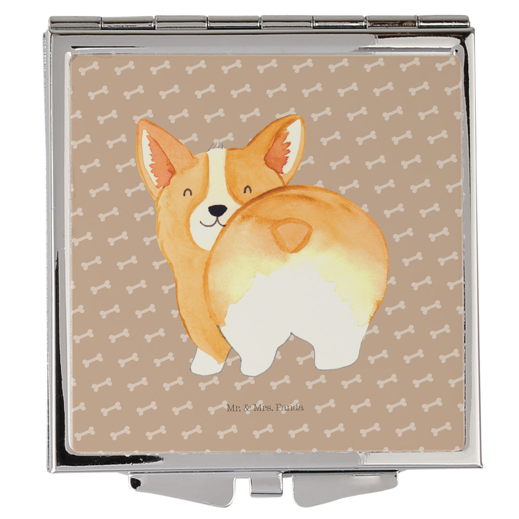 Handtaschenspiegel quadratisch Corgie Po Spiegel, Handtasche, Quadrat, silber, schminken, Schminkspiegel, Hund, Hundemotiv, Haustier, Hunderasse, Tierliebhaber, Hundebesitzer, Sprüche, Corgie, Hundeliebe, Motivation, Selbstliebe, Spruch