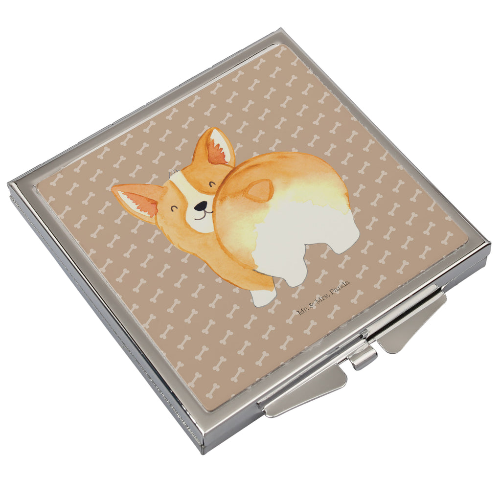 Handtaschenspiegel quadratisch Corgie Po Spiegel, Handtasche, Quadrat, silber, schminken, Schminkspiegel, Hund, Hundemotiv, Haustier, Hunderasse, Tierliebhaber, Hundebesitzer, Sprüche, Corgie, Hundeliebe, Motivation, Selbstliebe, Spruch