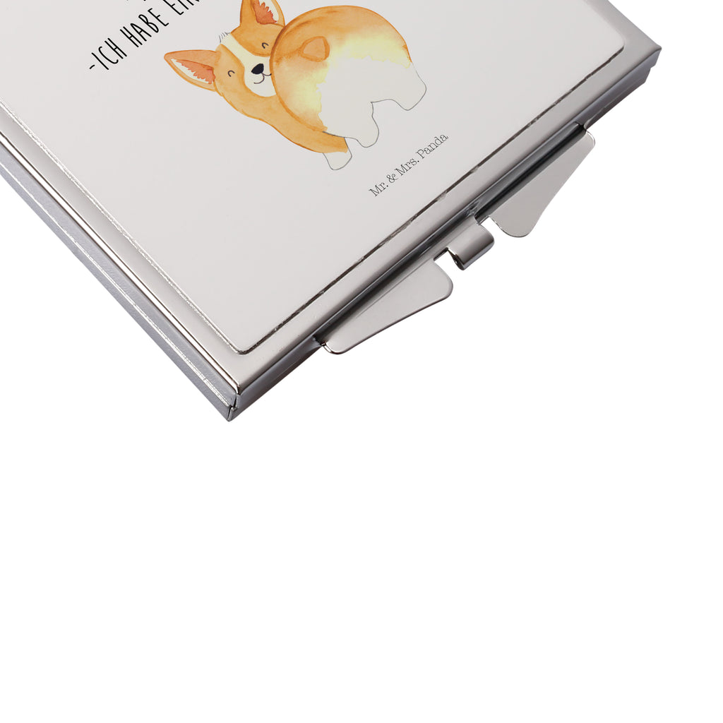 Handtaschenspiegel quadratisch Corgie Po Spiegel, Handtasche, Quadrat, silber, schminken, Schminkspiegel, Hund, Hundemotiv, Haustier, Hunderasse, Tierliebhaber, Hundebesitzer, Sprüche, Corgie, Hundeliebe, Motivation, Selbstliebe, Spruch
