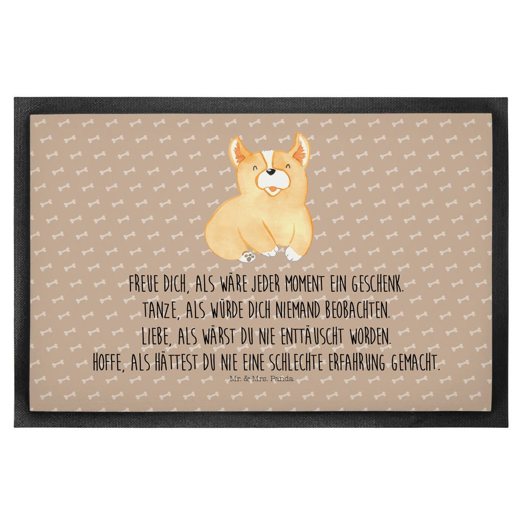 Fußmatte Corgie Corgie, Hund, Welsh Corgie Pembroke, britisch, Motivation, Spruch, Sprüche, Hundespruch, Lebensfreude	 Türvorleger, Schmutzmatte, Fußabtreter, Matte, Schmutzfänger, Fußabstreifer, Schmutzfangmatte, Türmatte, Motivfußmatte,  Haustürmatte, Vorleger  Hund, Hundemotiv, Haustier, Hunderasse, Tierliebhaber, Hundebesitzer, Sprüche