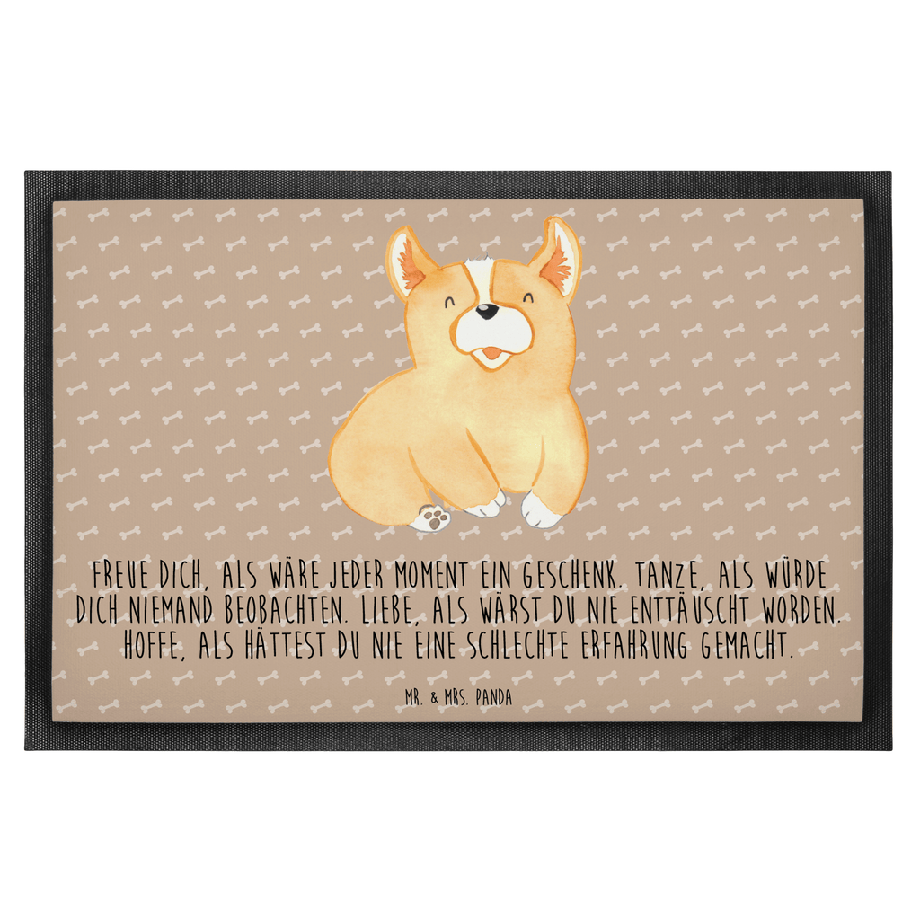 Fußmatte Corgie Corgie, Hund, Welsh Corgie Pembroke, britisch, Motivation, Spruch, Sprüche, Hundespruch, Lebensfreude	 Türvorleger, Schmutzmatte, Fußabtreter, Matte, Schmutzfänger, Fußabstreifer, Schmutzfangmatte, Türmatte, Motivfußmatte,  Haustürmatte, Vorleger  Hund, Hundemotiv, Haustier, Hunderasse, Tierliebhaber, Hundebesitzer, Sprüche