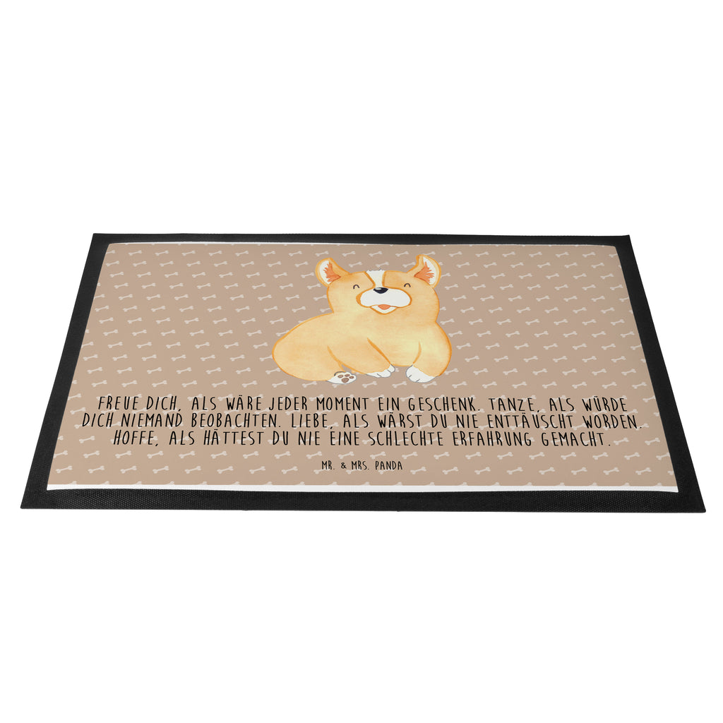 Fußmatte Corgie Corgie, Hund, Welsh Corgie Pembroke, britisch, Motivation, Spruch, Sprüche, Hundespruch, Lebensfreude	 Türvorleger, Schmutzmatte, Fußabtreter, Matte, Schmutzfänger, Fußabstreifer, Schmutzfangmatte, Türmatte, Motivfußmatte,  Haustürmatte, Vorleger  Hund, Hundemotiv, Haustier, Hunderasse, Tierliebhaber, Hundebesitzer, Sprüche