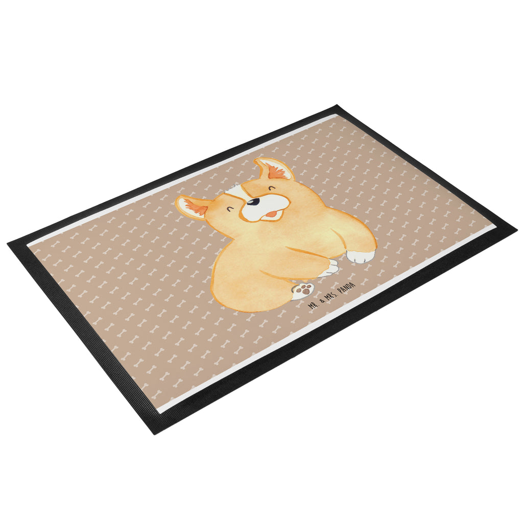 Fußmatte Corgie Corgie, Hund, Welsh Corgie Pembroke, britisch, Motivation, Spruch, Sprüche, Hundespruch, Lebensfreude	 Türvorleger, Schmutzmatte, Fußabtreter, Matte, Schmutzfänger, Fußabstreifer, Schmutzfangmatte, Türmatte, Motivfußmatte,  Haustürmatte, Vorleger  Hund, Hundemotiv, Haustier, Hunderasse, Tierliebhaber, Hundebesitzer, Sprüche