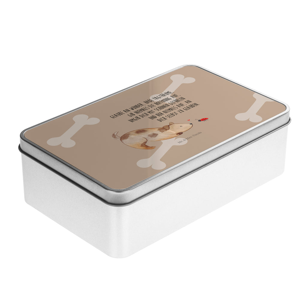Metalldose rechteckig Hund Marienkäfer Blechdose, Metalldose, Blechbox, Container, Keksdose, Vorratsdose, Vorratsbox, Döschen, Versperbox, Vesperdose, Aufbewahrungsdose, Aufbewahrungsbox, Aluminiumdose, Dose, Hund, Hundemotiv, Haustier, Hunderasse, Tierliebhaber, Hundebesitzer, Sprüche, Hunde, Hundespruch, Marienkäfer, Mischling, Mischlinghund
